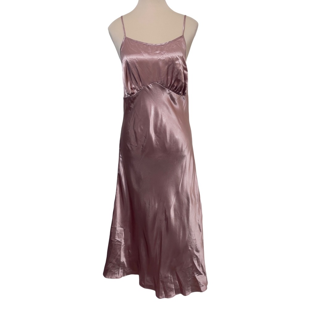 Vanity‎ Fair Women Satin Slip Dress Medium Rose Pink Midi Nightgown Romantic